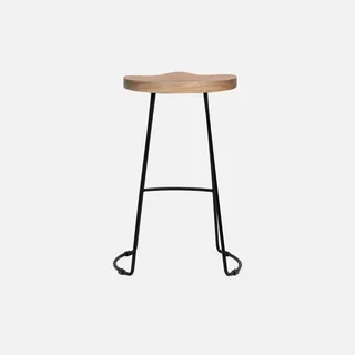 Lot 4 tabourets bar 65 cm bois manguier métal noir repose-pieds style industriel