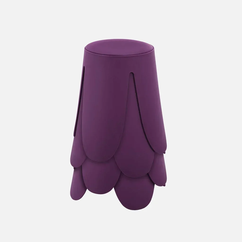 4 tabourets empilables Niki simili cuir design fleur