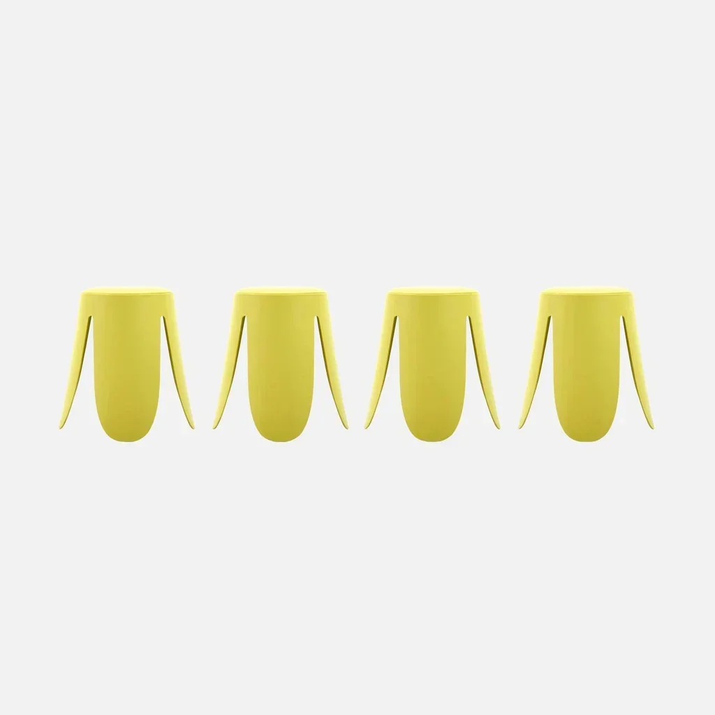 Tabourets empilables Niki simili cuir design fleur lot 4