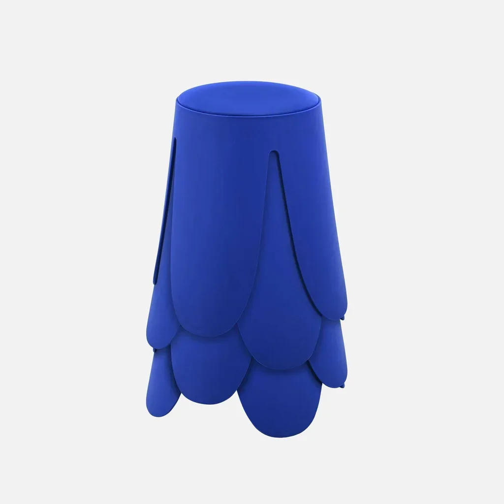 Lot de 4 tabourets empilables Niki revêtement simili cuir design fleur