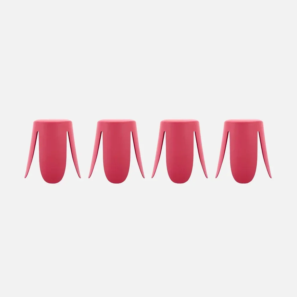 4 tabourets empilables Niki simili cuir design fleur contemporain