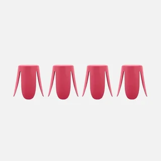 4 tabourets empilables Niki simili cuir design fleur contemporain
