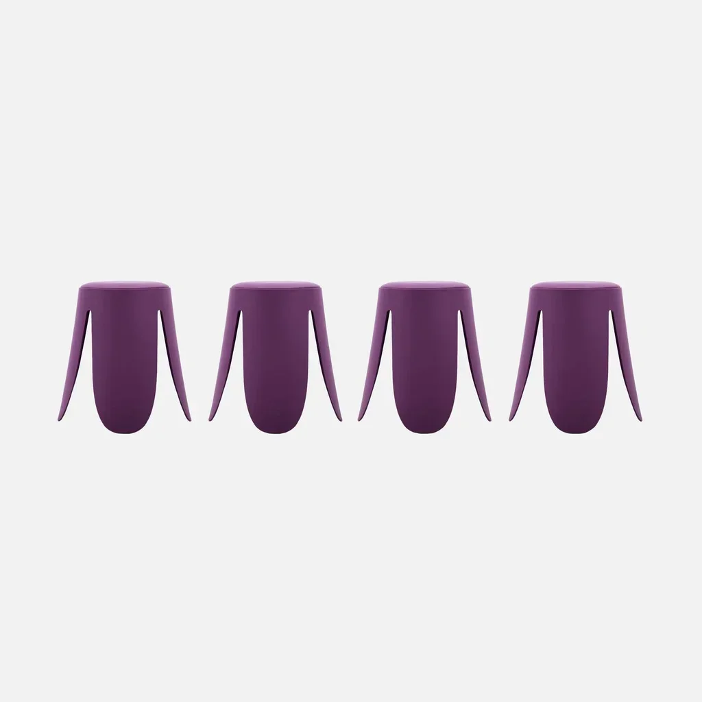 4 tabourets empilables Niki simili cuir design fleur