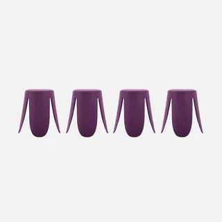 4 tabourets empilables Niki simili cuir design fleur