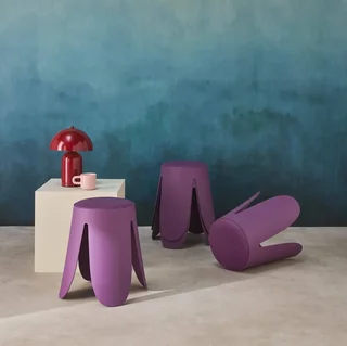 4 tabourets empilables Niki simili cuir design fleur