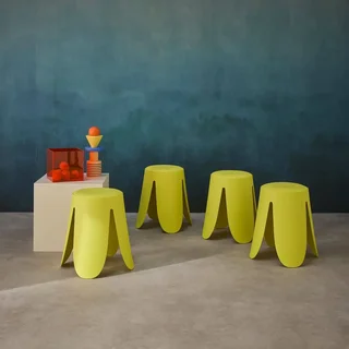 Tabourets empilables Niki simili cuir design fleur lot 4