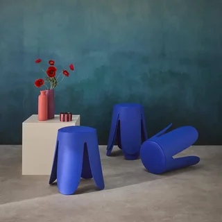 Lot de 4 tabourets empilables Niki revêtement simili cuir design fleur