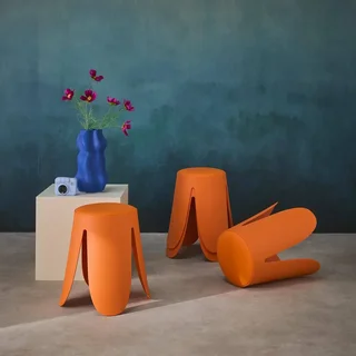 4 tabourets empilables design fleur simili cuir Niki