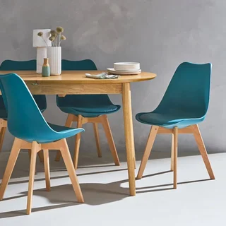 Lot de 6 chaises scandinaves bois hêtre massif coussin intégré design épuré