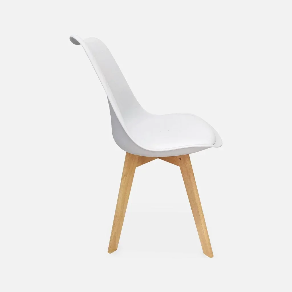 Lot 6 chaises scandinaves hêtre massif coussinées - Collection Nils