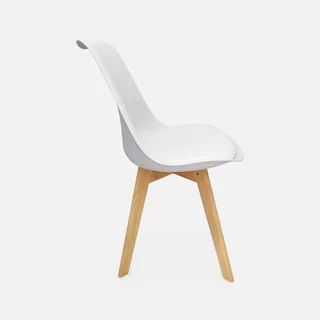 Lot 6 chaises scandinaves hêtre massif coussinées - Collection Nils