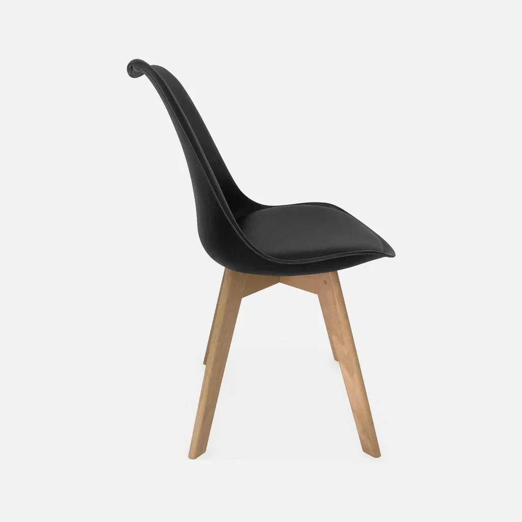 Lot de 6 chaises scandinaves hêtre massif avec coussin - Collection Nils