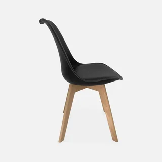 Lot de 6 chaises scandinaves hêtre massif avec coussin - Collection Nils