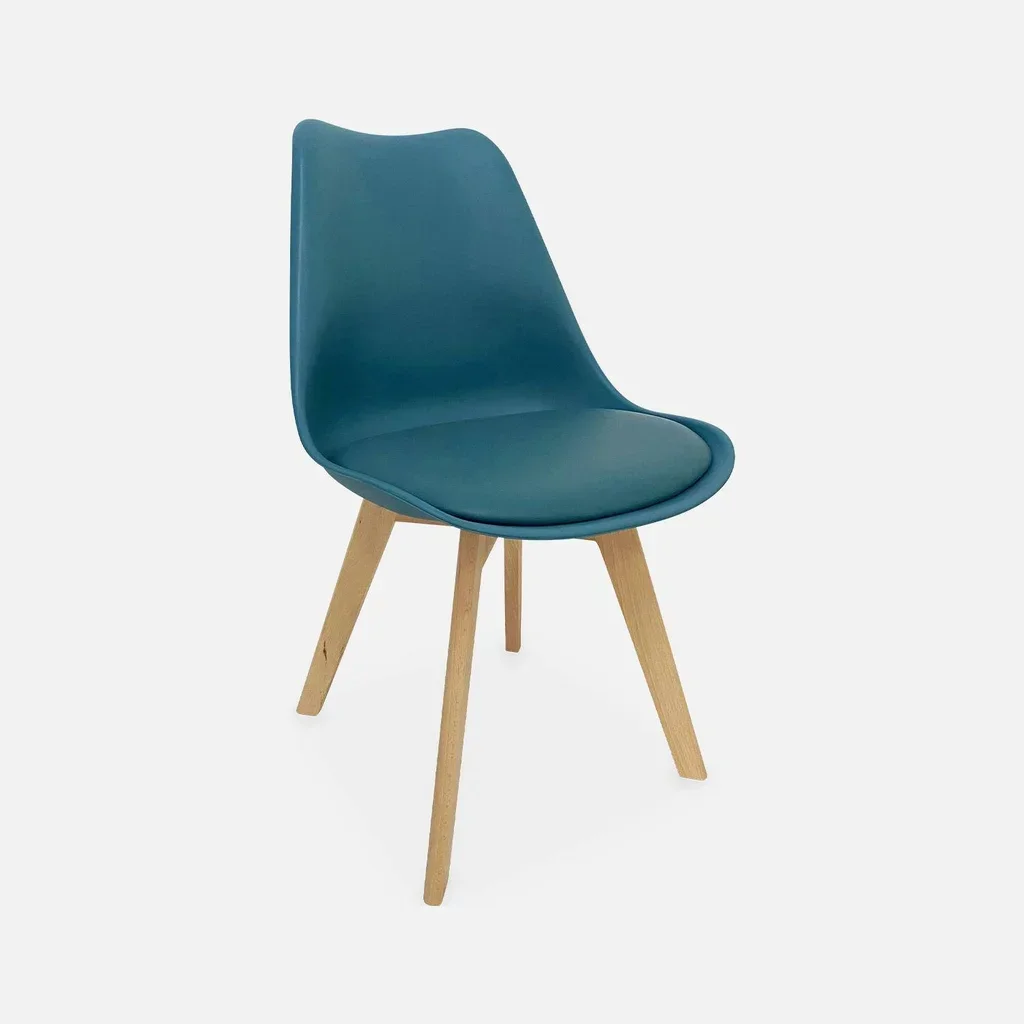 Lot de 6 chaises scandinaves bois hêtre massif coussin intégré design épuré