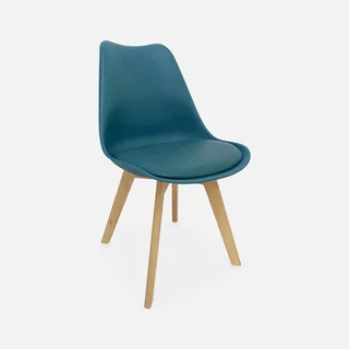 Lot de 6 chaises scandinaves bois hêtre massif coussin intégré design épuré