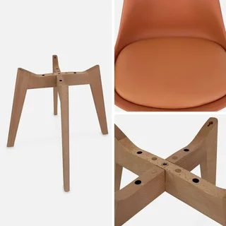 Lot de 6 chaises scandinaves hêtre massif avec coussin - Collection Nils