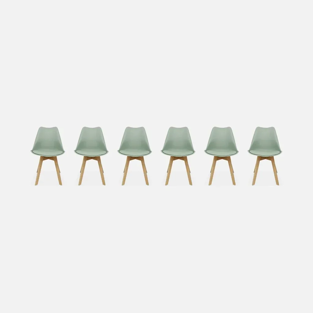 Lot de 6 chaises scandinaves bois hêtre massif design Nils