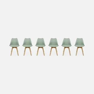 Lot de 6 chaises scandinaves bois hêtre massif design Nils