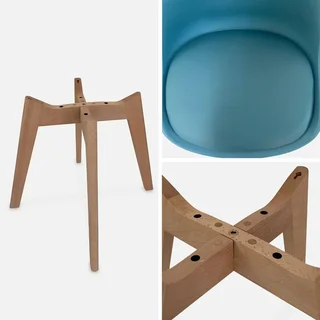 Lot de 6 chaises scandinaves bois hêtre massif coussin intégré design épuré