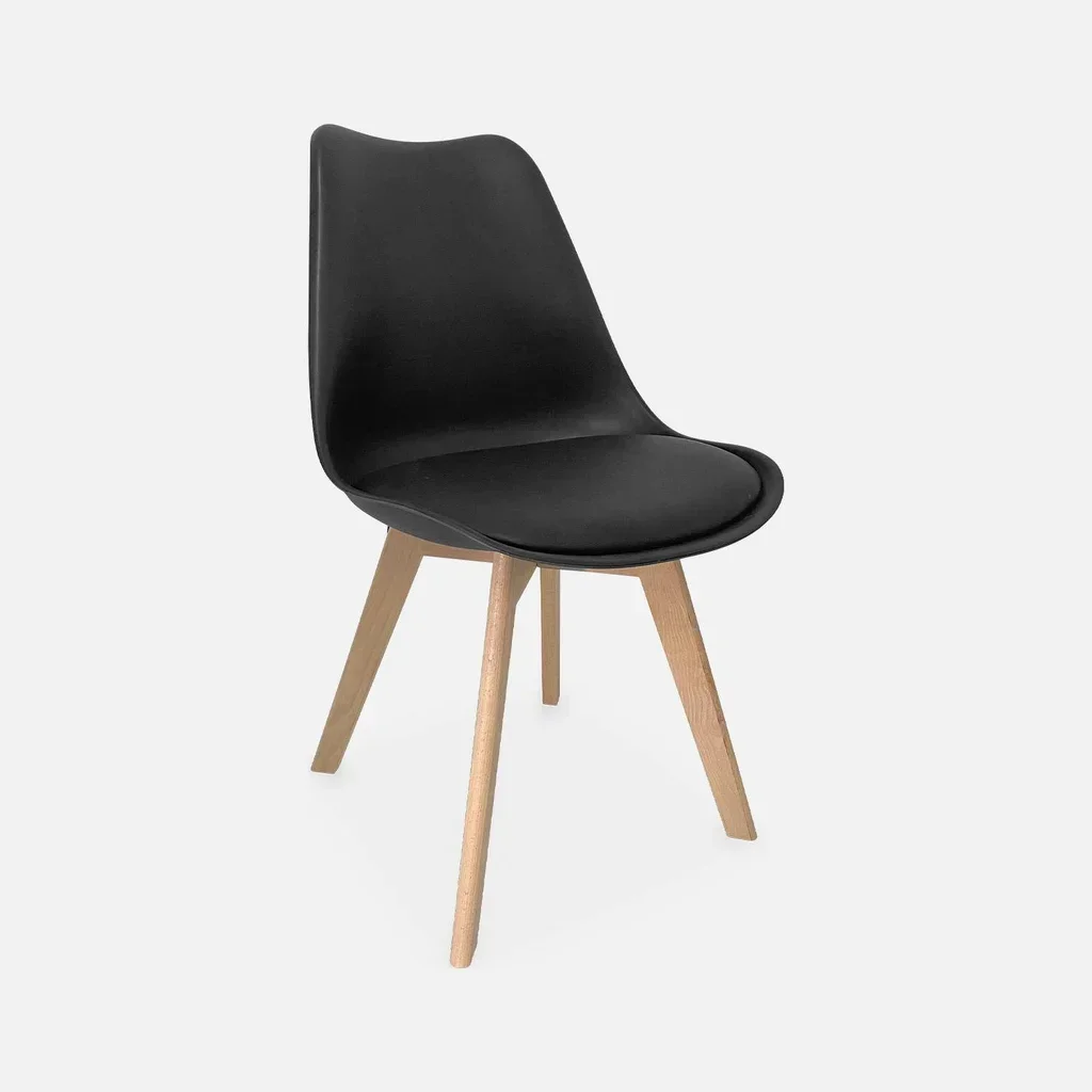 Lot de 6 chaises scandinaves hêtre massif avec coussin - Collection Nils