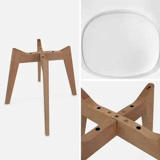 Lot 6 chaises scandinaves hêtre massif coussinées - Collection Nils