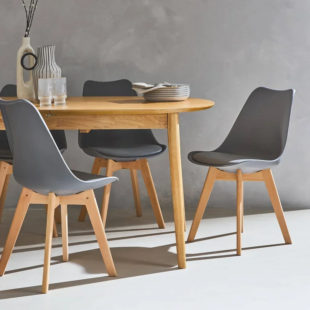 Lot 6 chaises scandinaves bois hêtre massif design épuré Nils
