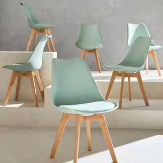 Lot de 6 chaises scandinaves bois hêtre massif design Nils