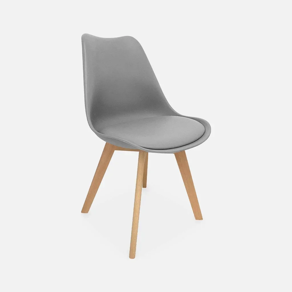 Lot 6 chaises scandinaves bois hêtre massif design épuré Nils