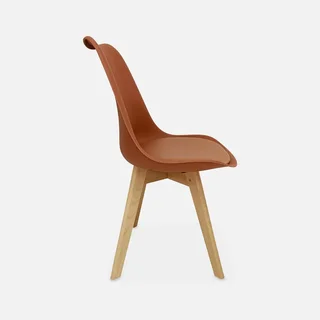 Lot de 6 chaises scandinaves hêtre massif avec coussin - Collection Nils