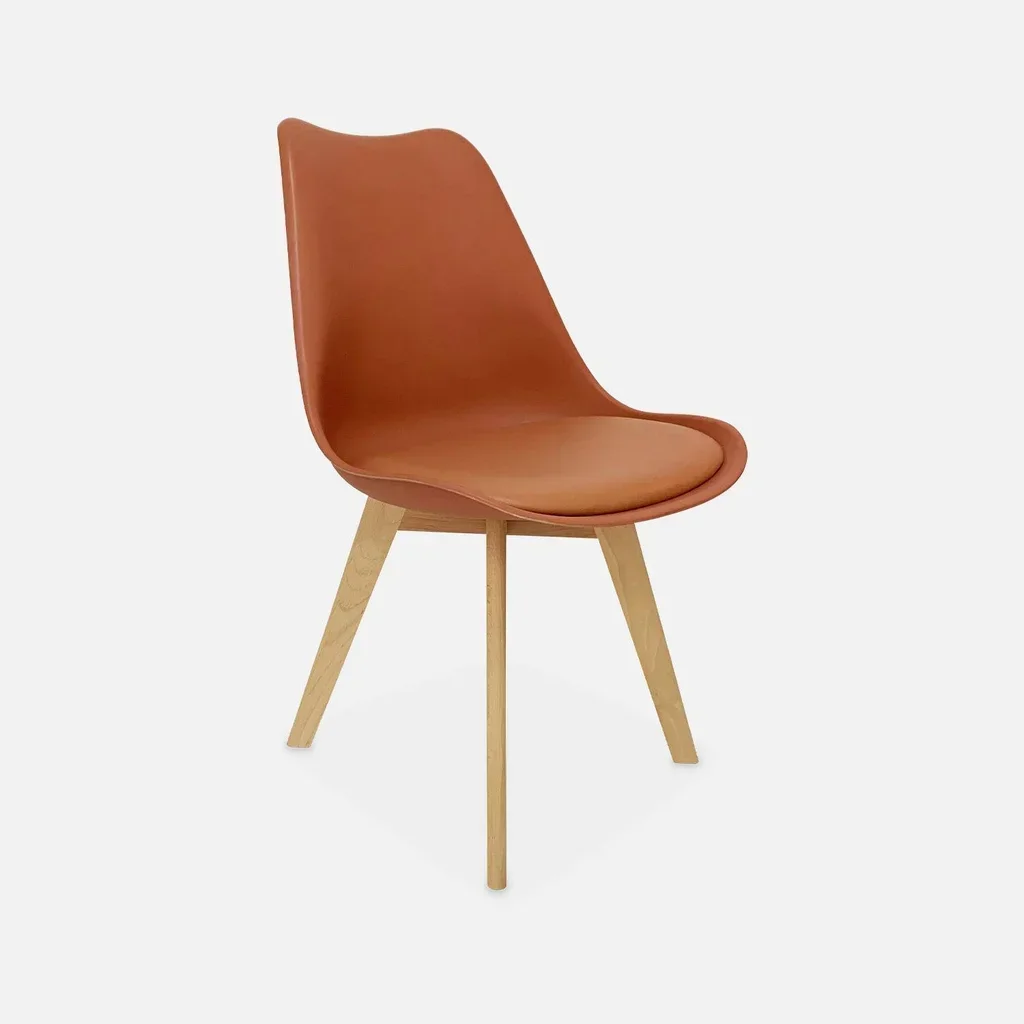 Lot de 6 chaises scandinaves hêtre massif avec coussin - Collection Nils
