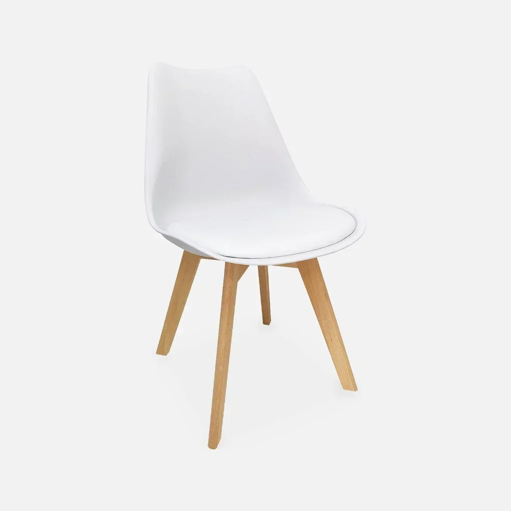 Lot 6 chaises scandinaves hêtre massif coussinées - Collection Nils