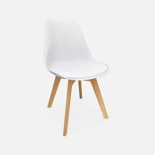 Lot 6 chaises scandinaves hêtre massif coussinées - Collection Nils