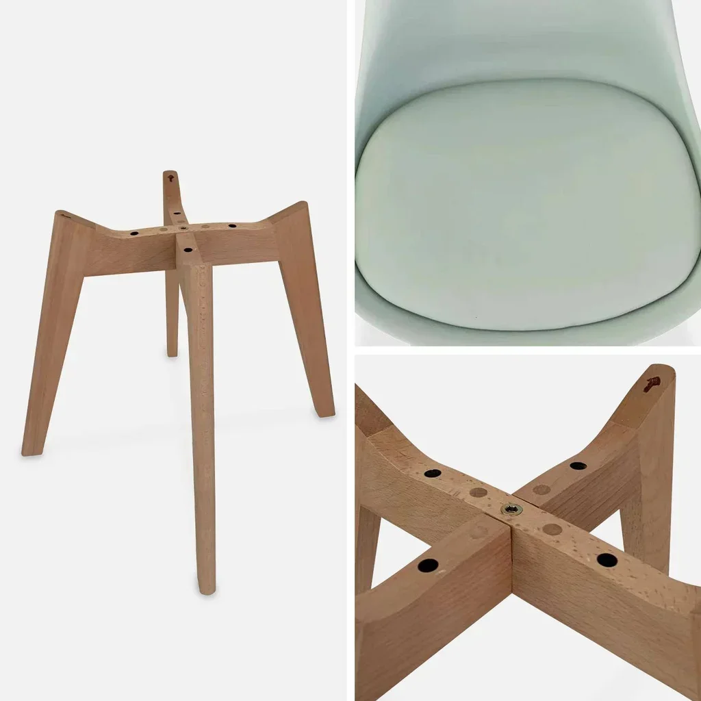 Lot de 6 chaises scandinaves bois hêtre massif design Nils