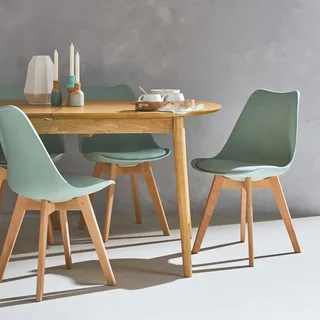 Lot de 6 chaises scandinaves bois hêtre massif design Nils