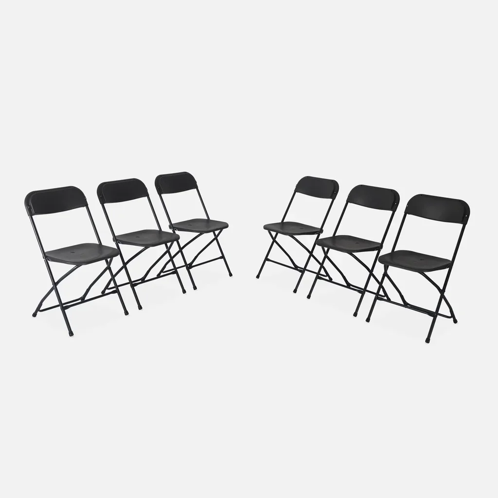 Set di 6 sedie pieghevoli bianche in acciaio per ricevimento ed eventi