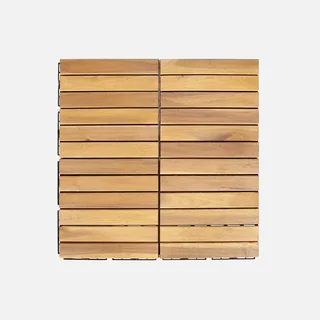 Conjunto 9 lajes deck madeira acácia 30x30 cm ripas lineares piso exterior jardim varanda