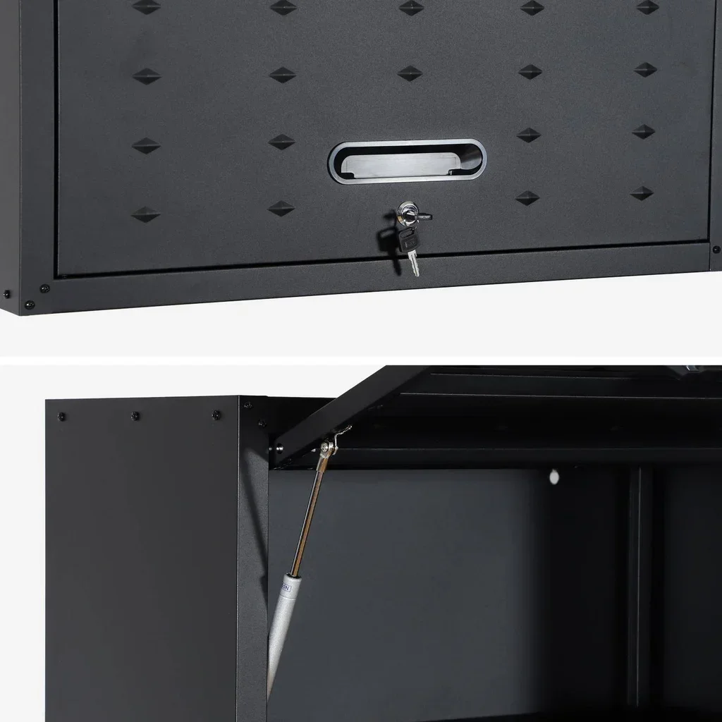 2 armários parede garagem aço preto design industrial Bobby