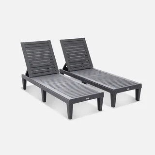 2 transats Pia réglables plastique imitation bois