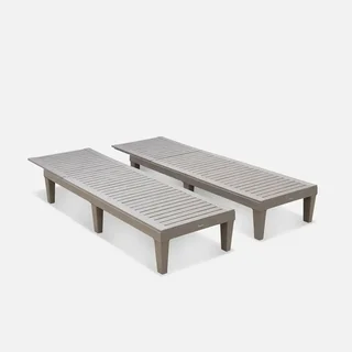 Lot 2 bains de soleil plastique réglables dossier inclinable Pia