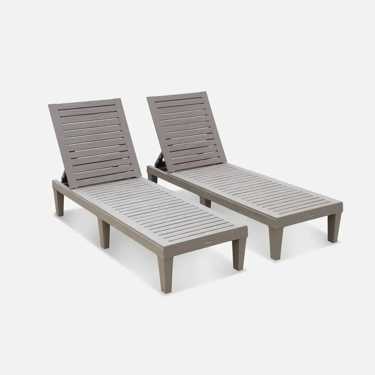Lot 2 bains de soleil plastique réglables dossier inclinable Pia