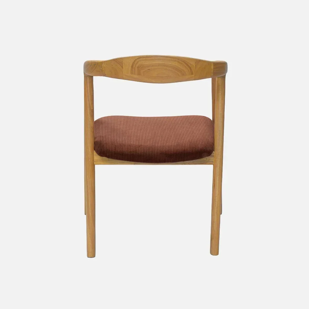 Set di 2 poltrone retrò legno hevea velluto a coste Sara