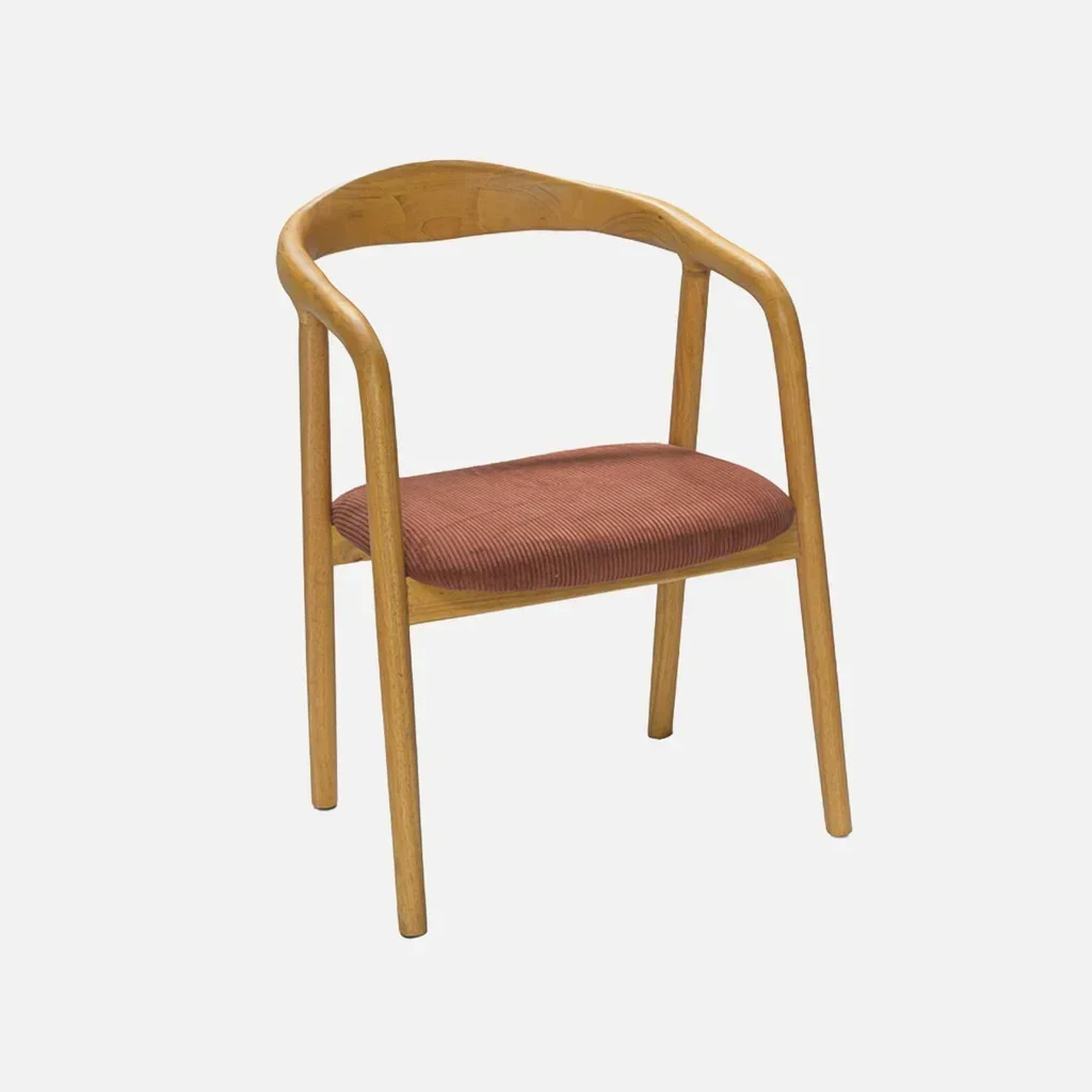Set di 2 poltrone retrò legno hevea velluto a coste Sara