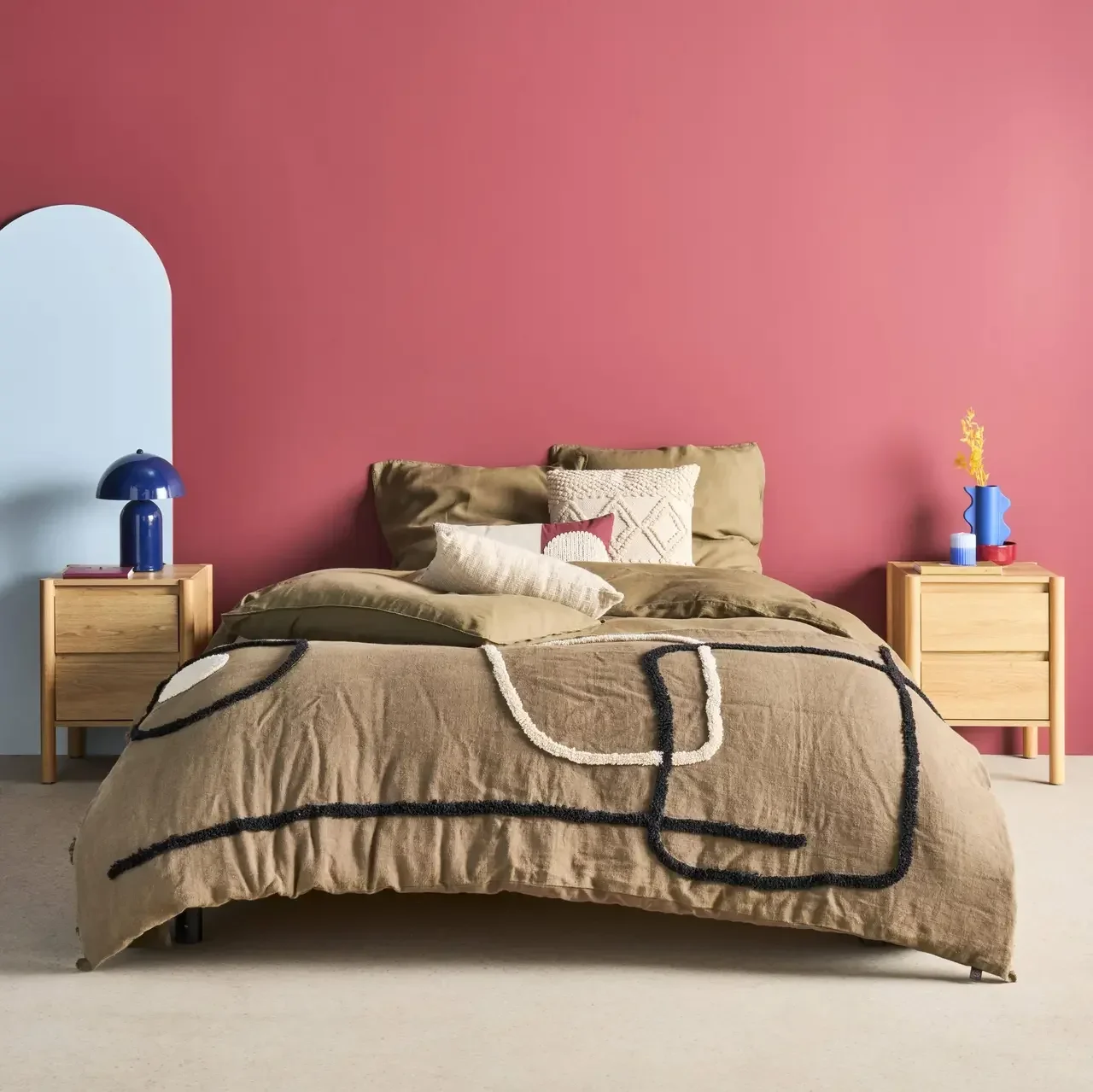 2er Set Nussbaum Holz Nachttische 2 Schubladen Zeitgenössisches Design Harmony 42x42x55 cm