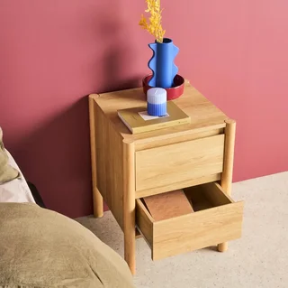 2er Set Nussbaum Holz Nachttische 2 Schubladen Zeitgenössisches Design Harmony 42x42x55 cm