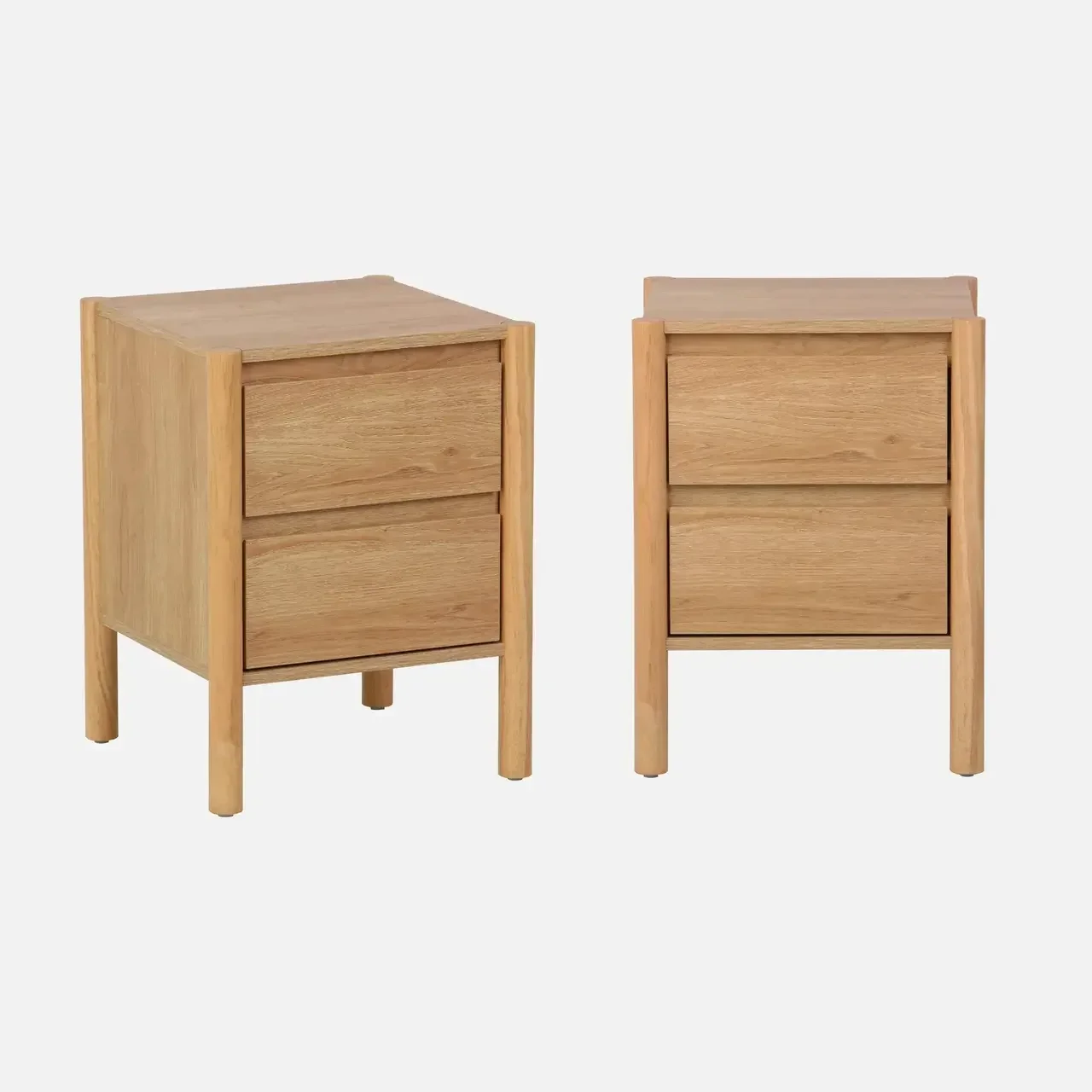 2er Set Nussbaum Holz Nachttische 2 Schubladen Zeitgenössisches Design Harmony 42x42x55 cm