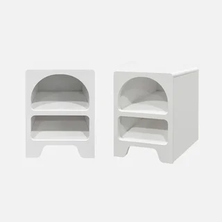Set 2 Comodini in Legno Massello con Doppio Ripiano Aperto Thessa