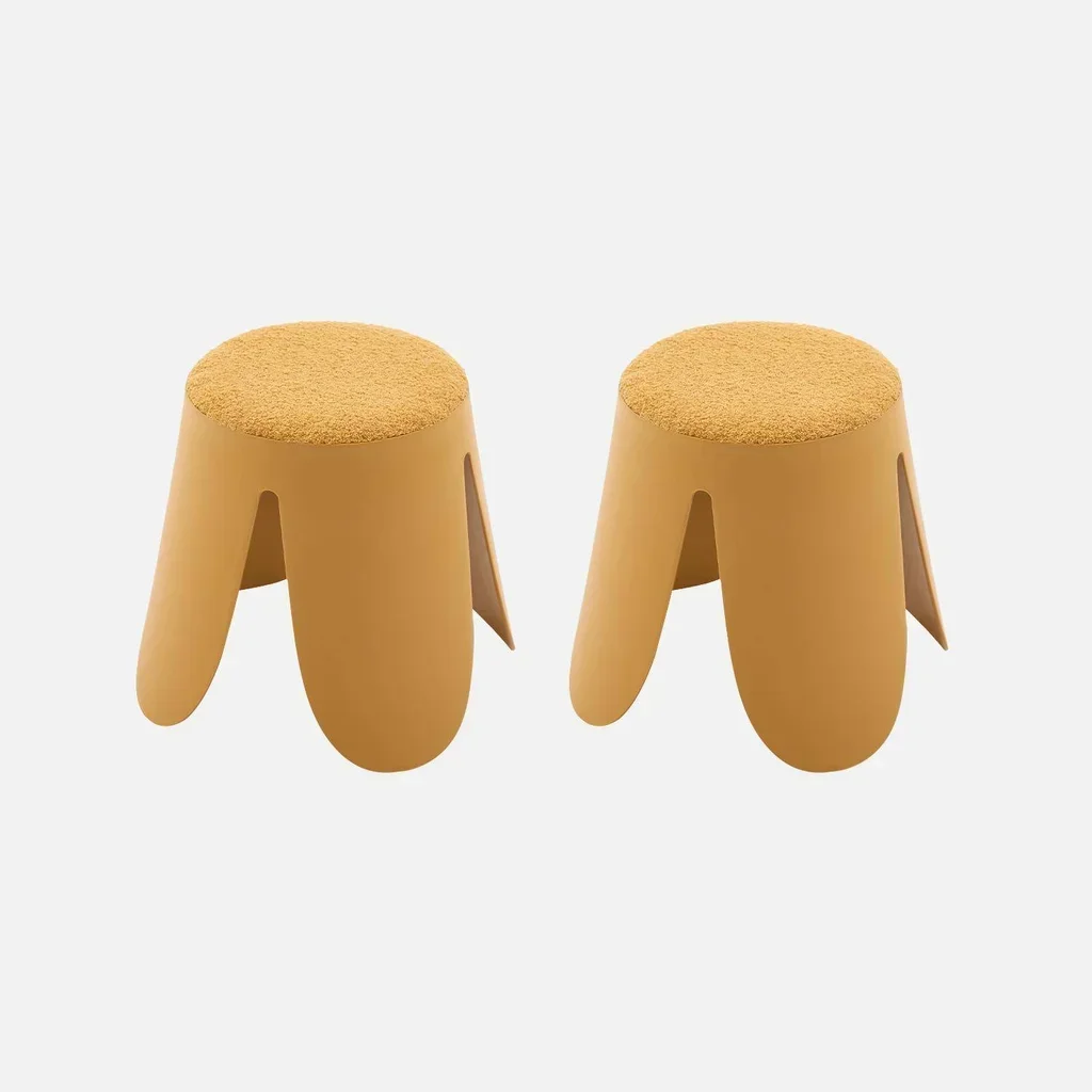 Set de 2 taburetes apilables infantiles bouclé texturado multicolor