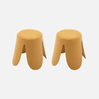 Set de 2 taburetes apilables infantiles bouclé texturado multicolor