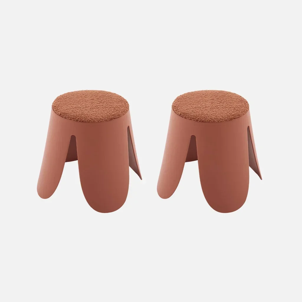 Set de 2 taburetes apilables para niños en tela bouclé texturizada