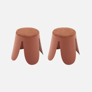 Set de 2 taburetes apilables para niños en tela bouclé texturizada